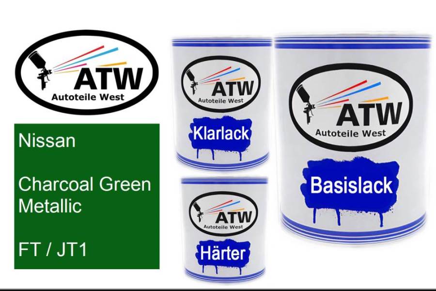Nissan, Charcoal Green Metallic, FT / JT1: 1L Lackdose + 1L Klarlack + 500ml Härter - Set, von ATW Autoteile West.